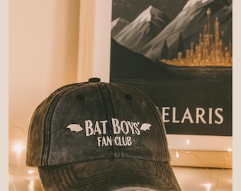 Bat Boys Fan Club ACOTAR hat Azriel Rhysand Cassian The Night Court Velaris Vintage Embroidery Cap SJM LICENSED Merch Sarah J Maas gift