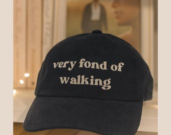 Very Fond of Walking hat Vintage bookish Embroidery Cap Pride & Prejudice Jane Austen merch book club lover reading librarian gift for her
