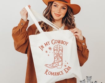 Cowboy Romance era Cotton Canvas Tote Bag, Cowboy Romance reader Book Club gift,  Bookish Booktok Smut spicy Smutty books Merch