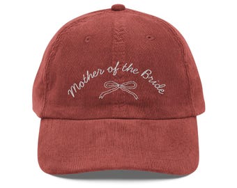 Chapeau de mère de la mariée en velours côtelé, cadeau de mariée coquette, casquette de mariage esthétique, chapeau de maman de mariée fille douce, chapeau de mariage brodé