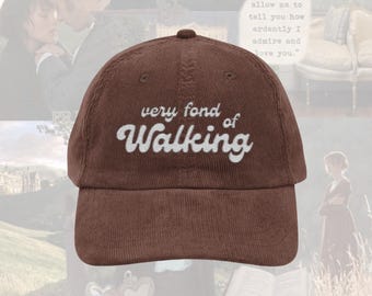 Very Fond of Walking hat Vintage bookish Embroidery Cap Pride & Prejudice Jane Austen merch book club lover reading librarian gift for her