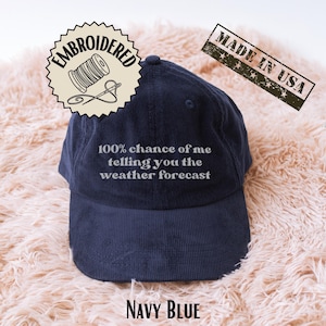 Weather Forecast Hat Embroidered Meteorologist Gift Corduroy Cap Funny Weather Style Adjustable Vintage Science Weather Nerd Hat