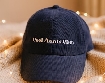 Cool Aunts Club Hat Embroidered Funny Aunt Gift Corduroy Cap Modern Auntie Style Adjustable Vintage Cotton Unstructured Family Baseball Hat