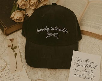 Barely tolerable hat Vintage bookish Embroidery Cap Pride & Prejudice Jane Austen merch bibliophile book club lover reading gift for her