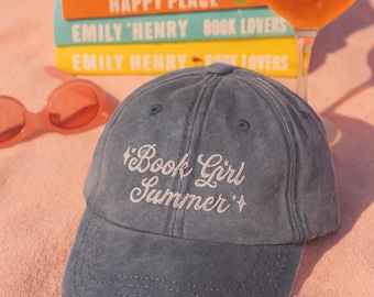 Book Girl Summer Embroidered Hat Bookish Embroidery cap reader hat booktok merch Reading Dad Cap, Bookworm hats Book club lover gift idea
