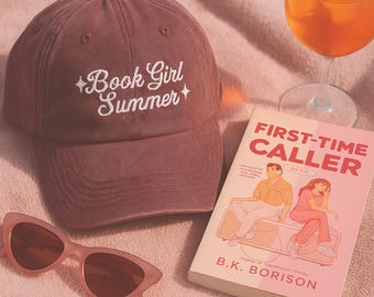 Book Girl Summer Embroidered Hat Bookish Embroidery cap reader hat booktok merch Reading Dad Cap, Bookworm hats Book club lover gift idea