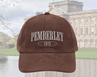 Pemberley est. 1813 hat Vintage bookish Embroidery Cap Pride & Prejudice Jane Austen merch book club lover reading librarian gift for her