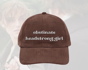 Obstinate Headstrong Girl hat Vintage bookish Embroidery Cap Pride & Prejudice Jane Austen merch book club lover reading gift for her