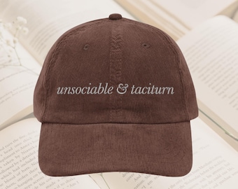 Unsociable and taciturn Darcy hat Vintage bookish Embroidery Cap Pride & Prejudice Jane Austen merch book club lover reading gift for her