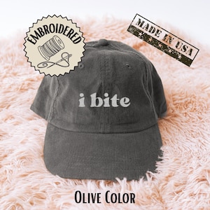 I Bite Hat | Funny Embroidered Corduroy Cap Sarcastic Humor Gift Antisocial Hat