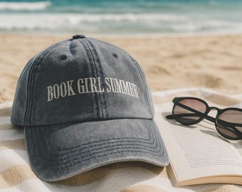 Book Girl Summer Embroidered Hat Bookish Embroidery cap reader hat booktok merch Reading Dad Cap, Bookworm hats Book club lover gift idea