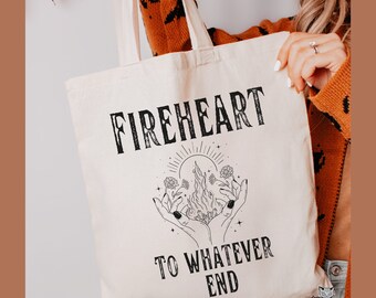 Fireheart tote bag Throne Of Glass Terrasen Cotton Canvas Tote, TOG Sarah J Maas SJM merch, Aelin Galathynius, Kingdom of Ash, Rowan, Manon