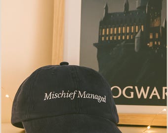 Mischief Managed Vintage Hat The Marauders Embroidered cap Moony Wizard Wizarding World Fan gift Bookish fantasy reader booktok merch