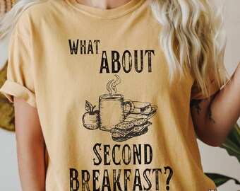 What About Second Breakfast? shirt Comfort Colors® tee The Shire Hobbiton Fantasy shirt Bookish booktok merch reading book worm nerd tshirt
