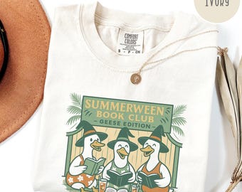 Vintage Summerween Goose Shirt Comfort Colors Bookish Tee Witchy Book Club Halloween Beach Party Girly Social Club Summer Reading