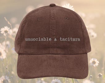 Unsociable and taciturn Darcy hat Vintage bookish Embroidery Cap Pride & Prejudice Jane Austen merch book club lover reading gift for her