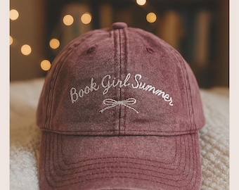 Letnia haftowana czapka Book Girl, haftowana czapka Bookish, czapka czytelnicza, merch BookTok, czapka Reading Dad, czapki Bookworm, pomysł na prezent dla miłośnika klubu książki