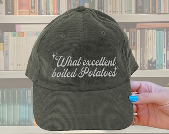 What excellent boiled potatoes hat Vintage bookish Embroidery Cap Pride & Prejudice Jane Austen merch book club lover reading gift for her