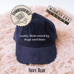 Easily Distracted By Dogs And Beer Hat, Funny Dog Dad Beer Lover Cap, Pub Crawl Gift for Dog Owners, Brewery Fans, IPA Nights