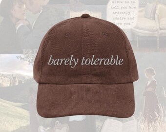 Barely tolerable hat Vintage bookish Embroidery Cap Pride and Prejudice Jane Austen merch bibliophile book club lover reading gift for her