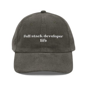 Full Stack Developer Life Full Stack Developer Gift Corduroy Hat for Software Engineer Coders image 2