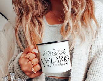 Velaris ACOTAR mug, OFFICIALLY LICENSED Sarah J. Maas Sjm Merch, Night Court, City Of Starlight Enamel Campfire Bookish Mug Acomaf Gift