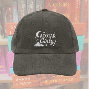 ACOTAR girly hat Sarah J Maas Velaris Vintage Corduroy Embroidery Cap Sjm Licensed merch Night Court gift for her Rhysand Bat Boys fan club