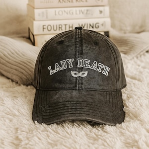 Lady Death ACOTAR hat Nesta Archeron Valkyrie in training Vintage Embroidery Cap SJM LICENSED Merch Sarah J Maas gift Bookish dad hat