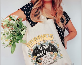 Abraxos tote bag Throne Of Glass Cotton Canvas Tote, Manon Blackbeak The Thirteen Terrasen TOG Sarah J Maas SJM merch, Aelin Kingdom of Ash