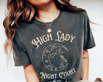 High Lady of the Night Court shirt Comfort Colors® tee, OFFICIALLY LICENSED Sarah J. Maas Merch SJM Tog Tshirt, Acosf Booktok Feyre Archeron