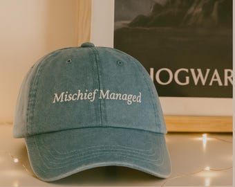 Mischief Managed Denim Hat The Marauders Embroidered cap Moony Wizard Wizarding World Fan gift Bookish fantasy reader hat booktok merch
