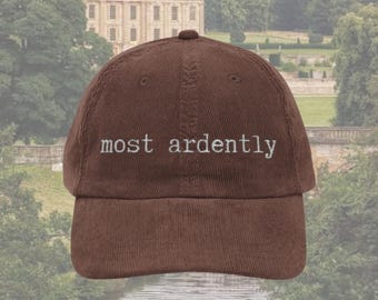 Most ardently hat Vintage bookish Embroidery Cap Pride & Prejudice Jane Austen merch gift bibliophile book club lover reading gift for her