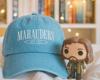 The Marauders  Denim Hat Embroidered cap Mischief Managed Moony Wizard Wizarding World Fan gift Bookish fantasy reader hat booktok merch