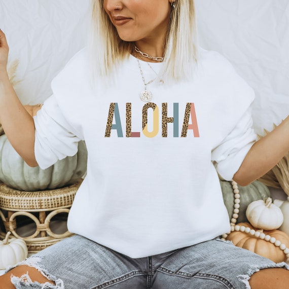 Aloha Sweater Aloha Crewneck Sweatshirt Hawaii Leopard Sweatshirt