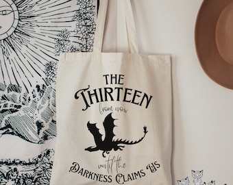 Throne Of Glass The Thirteen Cotton Canvas Tote Bag, TOG Sarah J Maas SJM merch Manon Blackbeak, Abraxos Darkness Claims Us Bookish Booktok