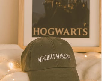 Mischief Managed Vintage Hat The Marauders Embroidered cap Moony Wizard Wizarding World Fan gift Bookish fantasy reader booktok merch