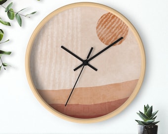 Boho Wall clock, Bohemian wall clock, Retro sunset boho summer vibes, hippy hippie stay wild moon child gift present pastel fall