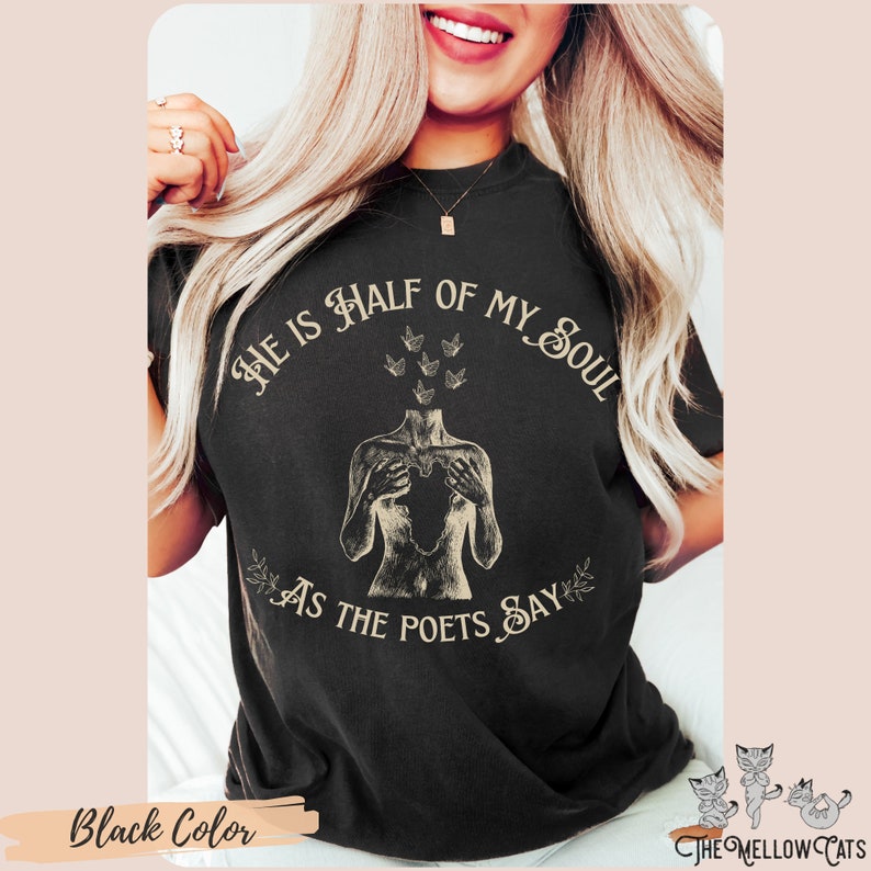 As the Poets Say Il est la moitié de mon âme T-shirt Comfort Colors® T-shirt Achille et Patrocle T-shirt Dark Light Academia Cadeau The Song of Achille image 4