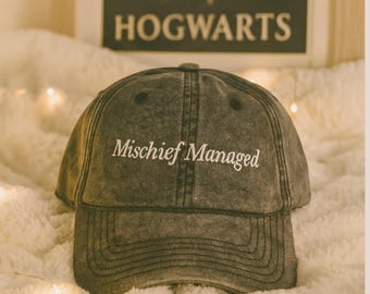 Mischief Managed Vintage Hat The Marauders Embroidered cap Moony Wizard Wizarding World Fan gift Bookish book lover hat booktok merch