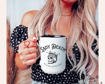 Nesta Archeron Lady Death ACOTAR Two-Tone Coffee Mugs, 15oz LICENSED Sarah J. Maas Sjm Merch A Court Of Thorns And Roses The Night Court cup