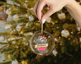 Fireheart Throne of Glass Glass Ornaments, Officially Licensed SJM merch, ACOTAR Lunathion Ornament, Sarah J. Maas Tog Christmas gift