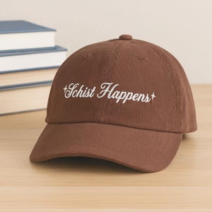 Schiefer Happens Geologen Vintage Hut Lustige Geologie Liebhaber Geschenk Rockhound Trucker Cap Mineralsammler gestickte Hut Natur Rock Fan Cap
