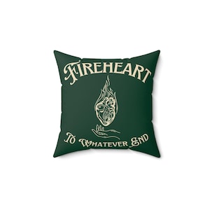 Throne of Glass throw Pillow Sarah J Mass home decor Fireheart To whatever end Terrasen LICENSED SJM merch, TOG romantasy gift idea for her