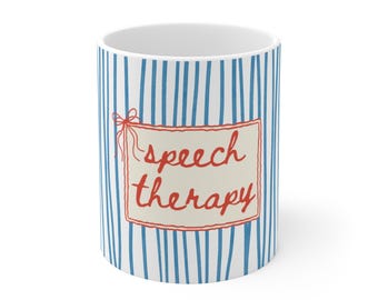 Speech Therapy Coquette Mug: 11oz Ceramic Coffee Cup for SLPs