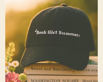Book Girl Summer Embroidered Hat Bookish Embroidery Reading Dad Cap reader hat booktok merch Bookworm hats Book club lover librarian gift