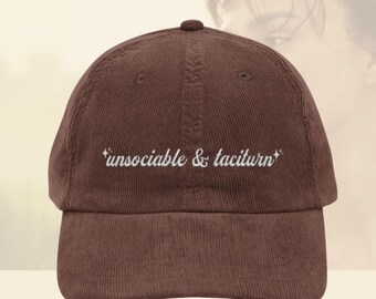 Unsociable and taciturn Darcy hat Vintage bookish Embroidery Cap Pride & Prejudice Jane Austen merch book club lover reading gift for her