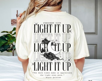Light it Up Crescent City Comfort Colors® tee, Bryce Quinlan Starborn shirt, Ruhn Danaan HOSAB Lunathion, Hunt Athalar  SJM booktok merch