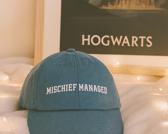 Mischief Managed Denim Hat The Marauders Embroidered cap Moony Wizard Wizarding World Fan gift Bookish fantasy reader hat booktok merch