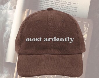 Most ardently hat Vintage bookish Embroidery Cap Pride & Prejudice Jane Austen merch gift bibliophile book club lover reading gift for her