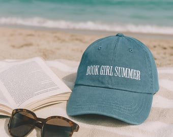 Book Girl Summer Embroidered Hat Bookish Embroidery cap reader hat booktok merch Reading Dad Cap, Bookworm hats Book club lover gift idea